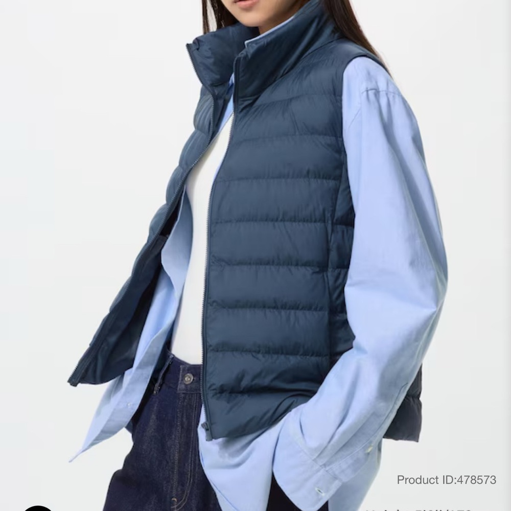 Women's Uniqlo Quilted Puffer Vest - navy XS